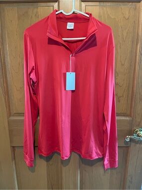 Ranch Dress’n- Women's Long-Sleeve Quarter-Zip Sun Shirt- Red